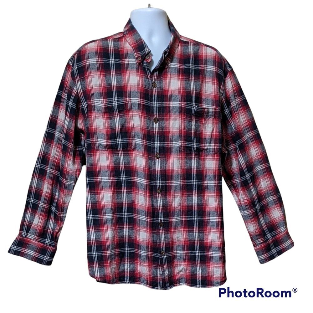 Duluth trading Co men's flannel casual button-front plaid shirt
